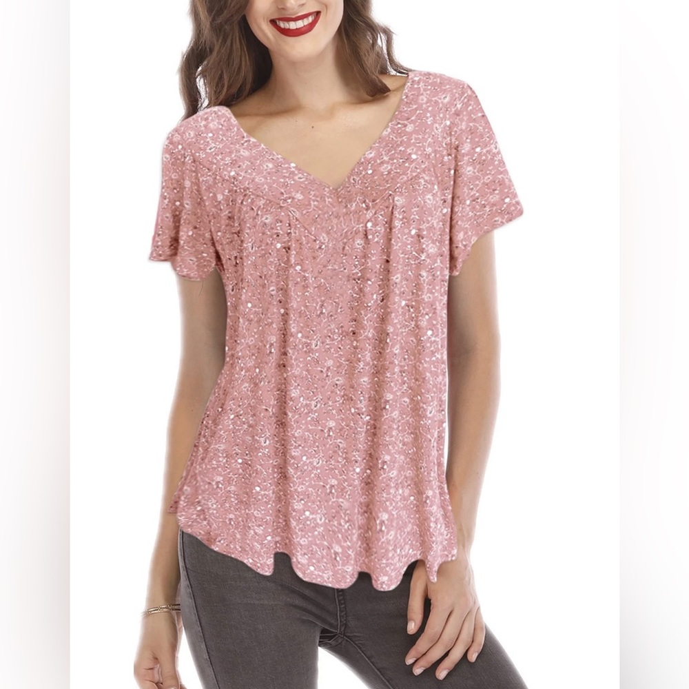 Women’s Pink V Neck Top Size XXXXL